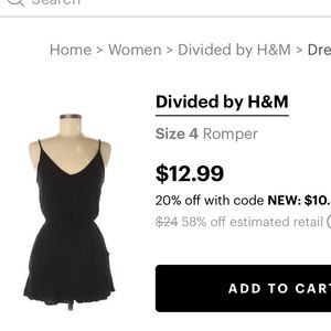 DIVIDED BY H&M BLACK ROMPER